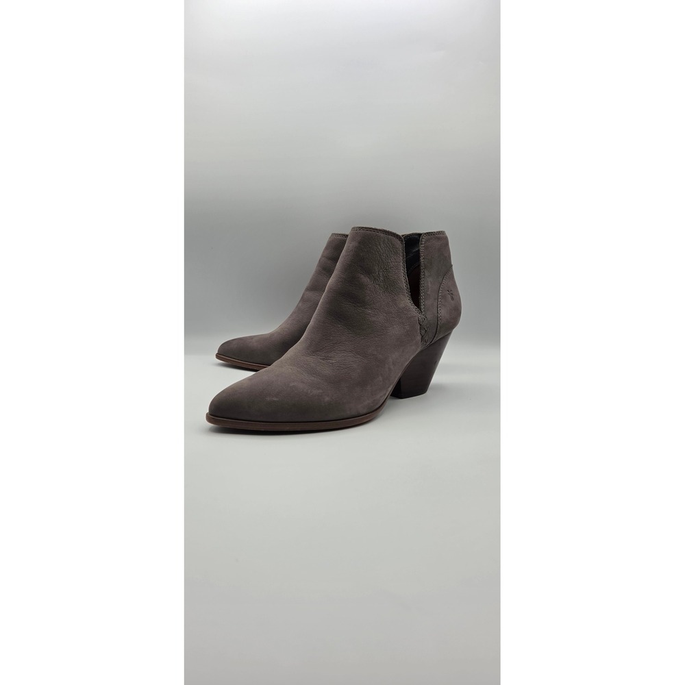 Frye Reina Women Ankle Boots Size 10M Gray Nubuck Cut Out Western Cuban Heel